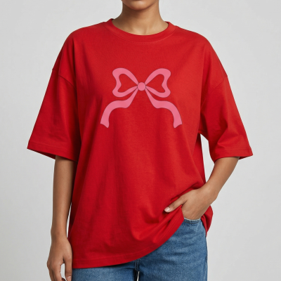 Drop shoulder T-shirt for Women (Red)